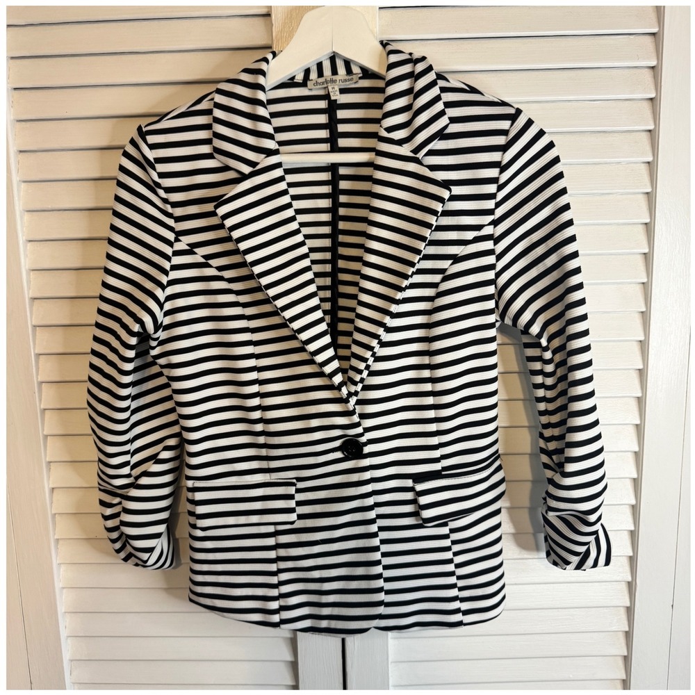 Vintage Charlotte‎ Russe Womens Striped Light Weight Blazer SZ M